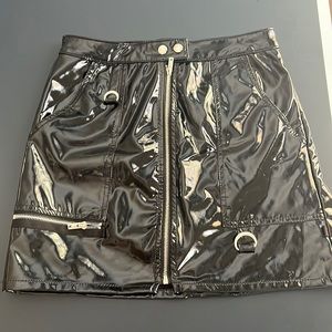 Patent leather mini skirt